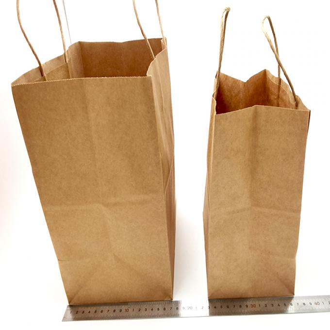 Bolsa de embalagem de papel Kraft Bolsos de presente de artesanato de compras Bolsa biodegradável com alça torcida 3