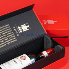 Ouro quente feito sob encomenda caixa de presente vermelha feita sob encomenda impressa do pacote do vinho branco de caixa de papel para a entrega