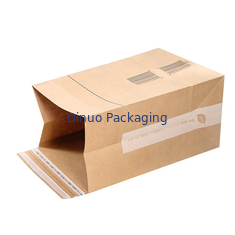 Saco inferior liso feito sob encomenda de Logo Printing Biodegradable Kraft Paper para o transporte do pacote