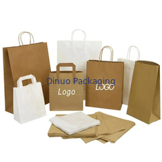 Compras recicláveis Sacos de papel castanho Kraft Sacos de embalagem de alimentos