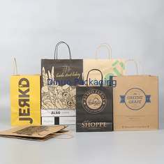 Saco de papel Kraft de compras personalizado com alça Saco de comida rápida de restaurante