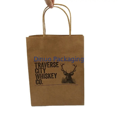 Bolsa de compras de papel Kraft marrom personalizada Bolsas de presente de papel reciclável com alças