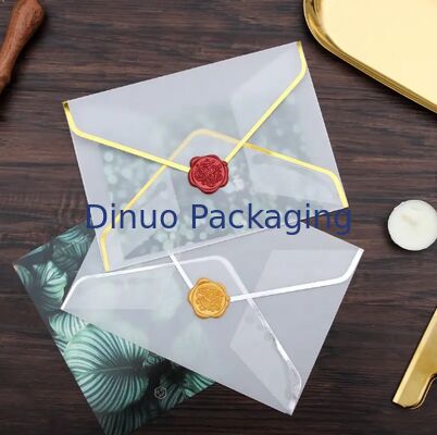 Saco de Envelope de Papel Glassine com Borda Dourada Personalizado para Embalagem de Cartões Postais e Cartões de Felicitações