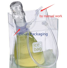 Sacos de empacotamento claros não tóxicos do PVC, malote de empacotamento do cubo de gelo do vinho com punho