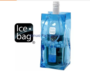 Sacos de empacotamento do PVC do punho da corda da segurança, sacos plásticos reusáveis do refrigerador de vinho