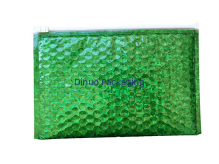 Sacos plásticos de bolhas impermeáveis do zíper/encarregados do envio da correspondência 300x250mm Ziplock holográficos lustrosos metálicos da bolha folha do verde