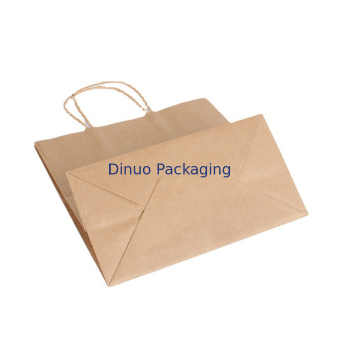 Saco feito sob encomenda de Brown Logo Gift Shopping Kraft Paper com o saco da entrega do café do punho