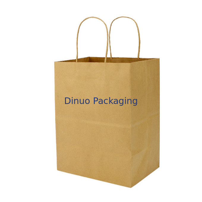 Saco feito sob encomenda de Brown Logo Gift Shopping Kraft Paper com o saco da entrega do café do punho