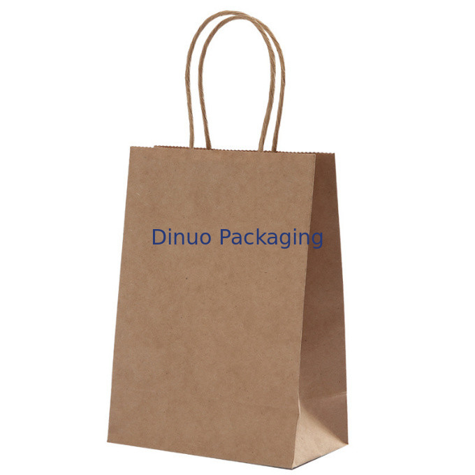 Saco feito sob encomenda de Brown Logo Gift Shopping Kraft Paper com o saco da entrega do café do punho