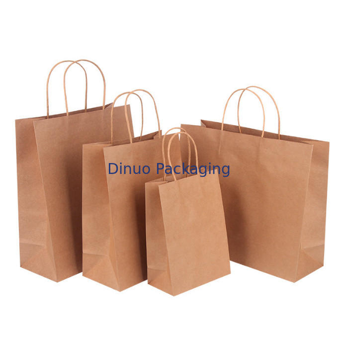 Saco feito sob encomenda de Brown Logo Gift Shopping Kraft Paper com o saco da entrega do café do punho