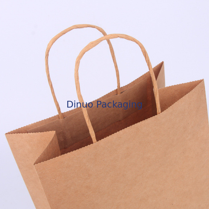 Saco feito sob encomenda de Brown Logo Gift Shopping Kraft Paper com o saco da entrega do café do punho