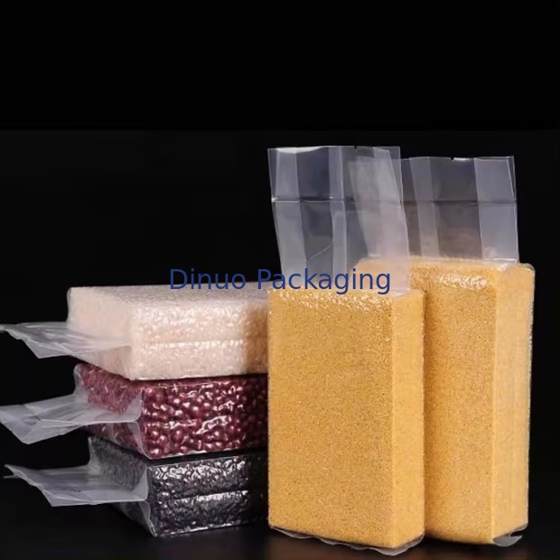 Saco de vácuo transparente personalizado com impressão de grãos variados superfície offset reciclável para uso industrial alimentar