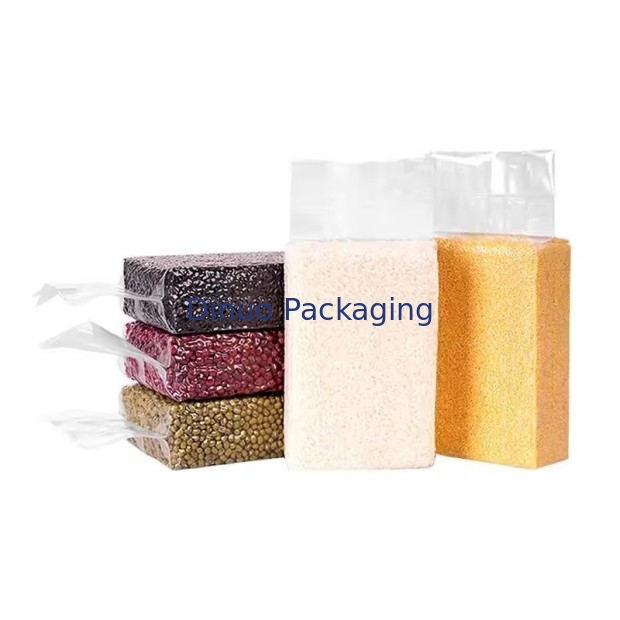 Saco de vácuo transparente personalizado com impressão de grãos variados superfície offset reciclável para uso industrial alimentar