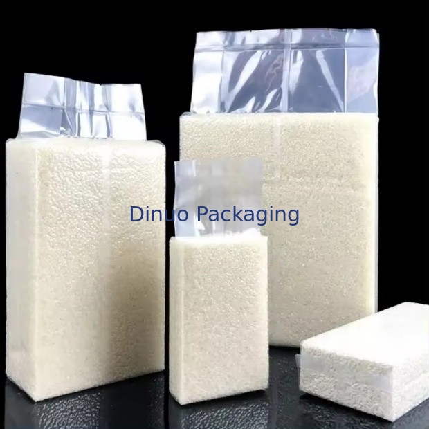 Saco de vácuo transparente personalizado com impressão de grãos variados superfície offset reciclável para uso industrial alimentar