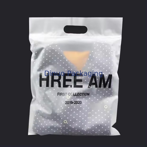 Impressão personalizada Bolsas de plástico de fecho de fecho eco-friendly com alça para roupas Saco de embalagem