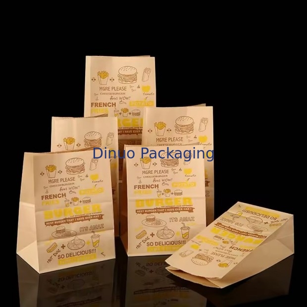 Tamanho personalizado Sacos de papel Kraft castanho descartáveis para pão, sanduíche