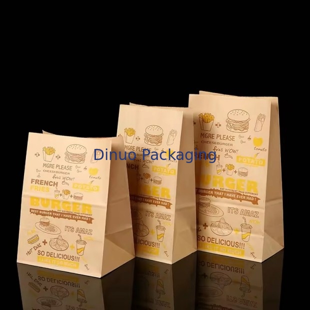 Tamanho personalizado Sacos de papel Kraft castanho descartáveis para pão, sanduíche