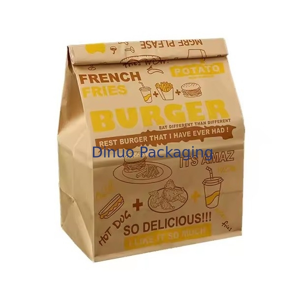 Tamanho personalizado Sacos de papel Kraft castanho descartáveis para pão, sanduíche