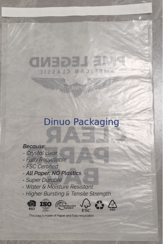 Certificado FSC Envelope de papel de vidro reciclável Eco-consciente escolha de um lado semitransparente de um lado 100% transparente
