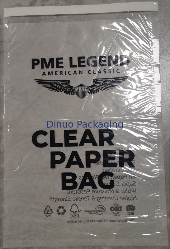Certificado FSC Envelope de papel de vidro reciclável Eco-consciente escolha de um lado semitransparente de um lado 100% transparente
