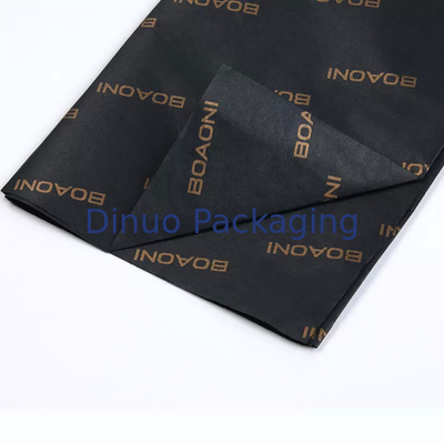 Lenço de papel de embrulho de papel de presente preto de feliz aniversário de Natal logotipo personalizado para roupas de sapato