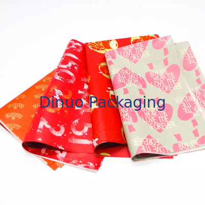 Papel de embrulho de presente de Natal Embalagem de papel de seda vermelho com folha de ouro impressão floral