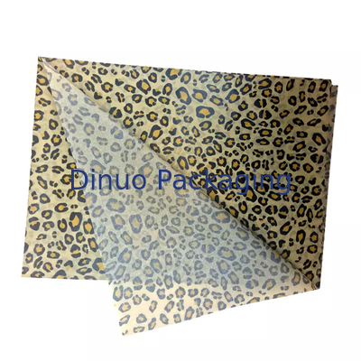Lenço de papel de embrulho reciclado sem ácido com estampa de leopardo para roupas de presente de aniversário