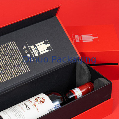 Ouro quente feito sob encomenda caixa de presente vermelha feita sob encomenda impressa do pacote do vinho branco de caixa de papel para a entrega