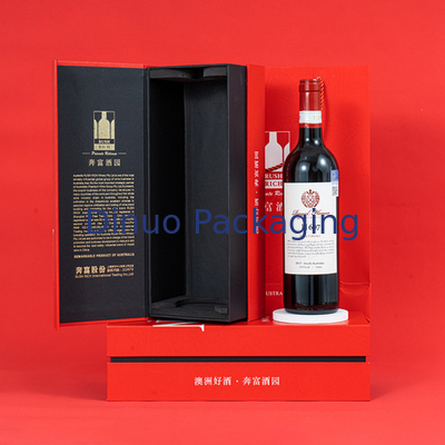 Ouro quente feito sob encomenda caixa de presente vermelha feita sob encomenda impressa do pacote do vinho branco de caixa de papel para a entrega
