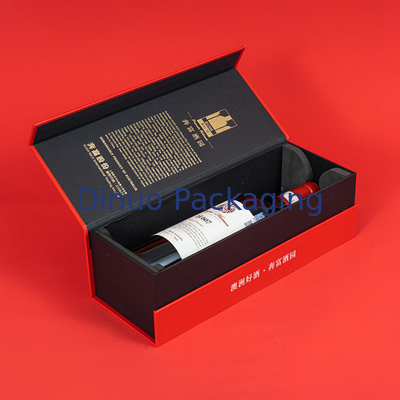 Ouro quente feito sob encomenda caixa de presente vermelha feita sob encomenda impressa do pacote do vinho branco de caixa de papel para a entrega