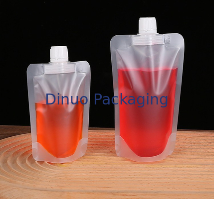 Suporte transparente impresso feito sob encomenda do produto comestível acima do saco de água potável plástico do malote do bico
