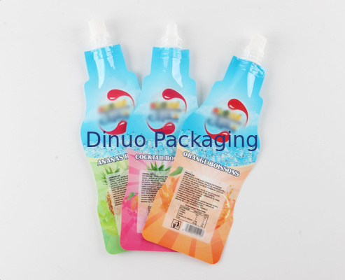 A garrafa impressa feita sob encomenda da bebida do saco de Doypack deu forma ao suporte da folha de alumínio do bocal acima do malote do bico