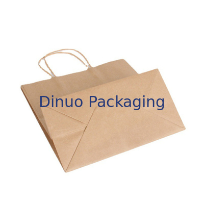 Saco feito sob encomenda de Brown Logo Gift Shopping Kraft Paper com o saco da entrega do café do punho