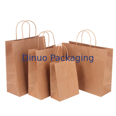 Saco feito sob encomenda de Brown Logo Gift Shopping Kraft Paper com o saco da entrega do café do punho