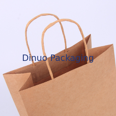Saco feito sob encomenda de Brown Logo Gift Shopping Kraft Paper com o saco da entrega do café do punho