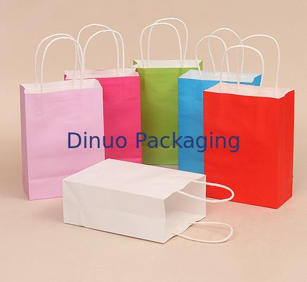 Saco de empacotamento do presente feito sob encomenda de Logo Printing Reusable Kraft Paper com punho