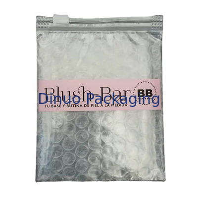 Resistência a choques reutilizável PVC transparente Ziplock Zipper Bolsa de bolhas de maquiagem personalizada Embalagem cosmética