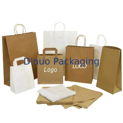 Compras recicláveis Sacos de papel castanho Kraft Sacos de embalagem de alimentos