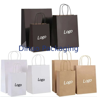 Compras recicláveis Sacos de papel castanho Kraft Sacos de embalagem de alimentos