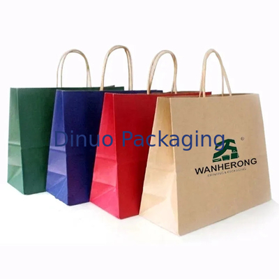 Compras recicláveis Sacos de papel castanho Kraft Sacos de embalagem de alimentos
