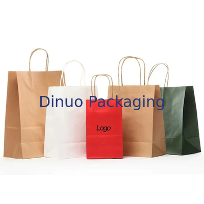 Compras recicláveis Sacos de papel castanho Kraft Sacos de embalagem de alimentos