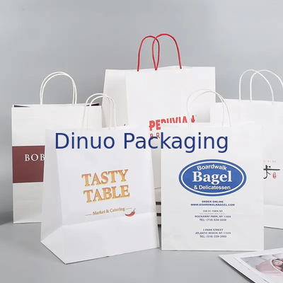 Saco de papel Kraft de compras personalizado com alça Saco de comida rápida de restaurante