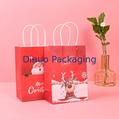 Saco de papel Kraft de compras personalizado com alça Saco de comida rápida de restaurante
