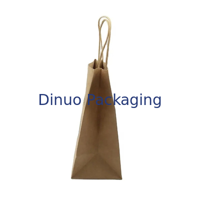 Bolsa de compras de papel Kraft marrom personalizada Bolsas de presente de papel reciclável com alças