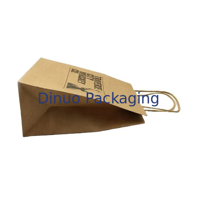 Bolsa de compras de papel Kraft marrom personalizada Bolsas de presente de papel reciclável com alças