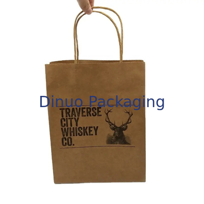 Bolsa de compras de papel Kraft marrom personalizada Bolsas de presente de papel reciclável com alças