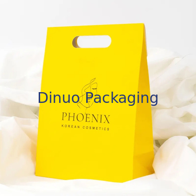 Embalagem de roupas Porta de corte a óleo de compras Bolsa de papel Kraft Bolsas de presente amarelas personalizadas