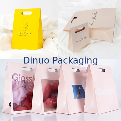 Embalagem de roupas Porta de corte a óleo de compras Bolsa de papel Kraft Bolsas de presente amarelas personalizadas