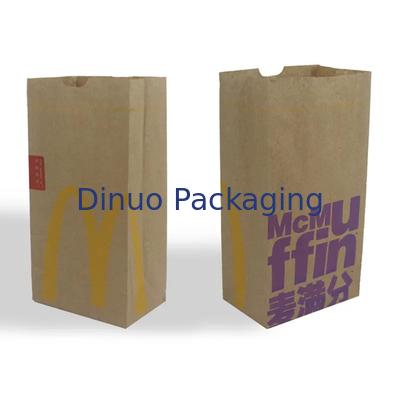Dimensão personalizada de alimentos de fundo plano fina bolsa de papel de pão Kraft sem alça com logotipo