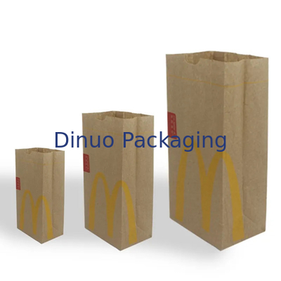 Dimensão personalizada de alimentos de fundo plano fina bolsa de papel de pão Kraft sem alça com logotipo